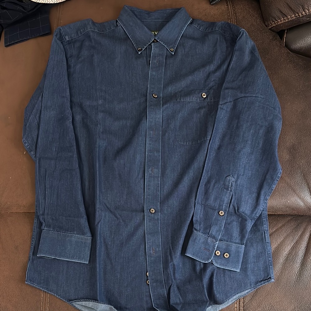 Orvis Men's Dark Blue Button Down Shirt